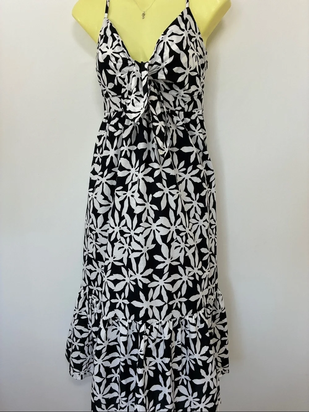J. Crew Black & White Floral Tie-Front Maxi Dress Nwot Size 4